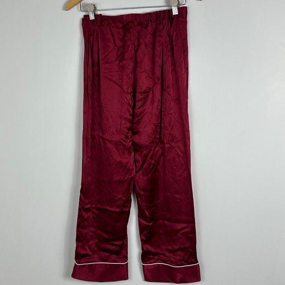 LilySilk 100% Silk Mulberry Pure Womens Wide Leg Pants Burgundy Womens Small S - Picture 2 of 15